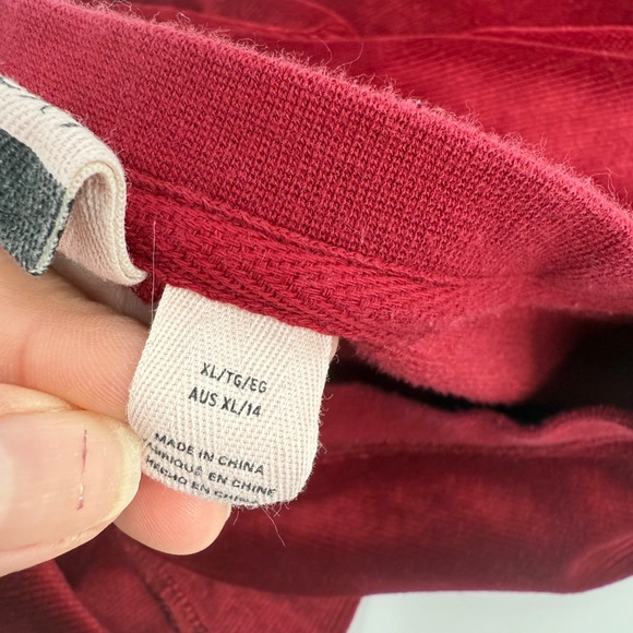 Roxy Sweatshirt Women XL Red Micro Corduroy Velour Pullover Crew Neck Cropped - Picture 8 of 12